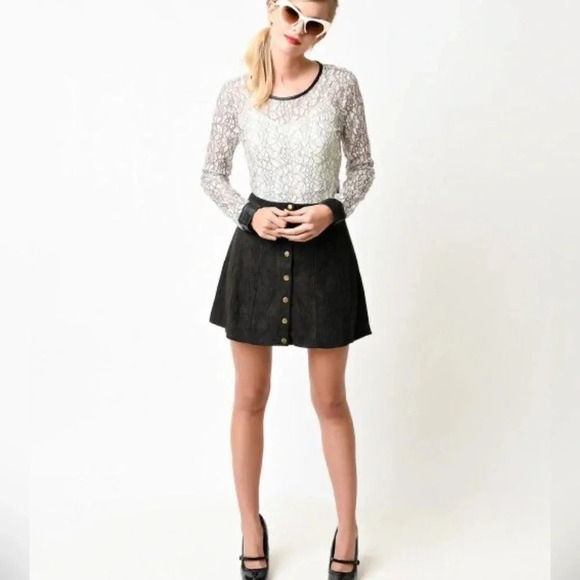 Abercrombie & Fitch Faux Suede Black Skirt Size 00 NWT - Picture 5 of 12